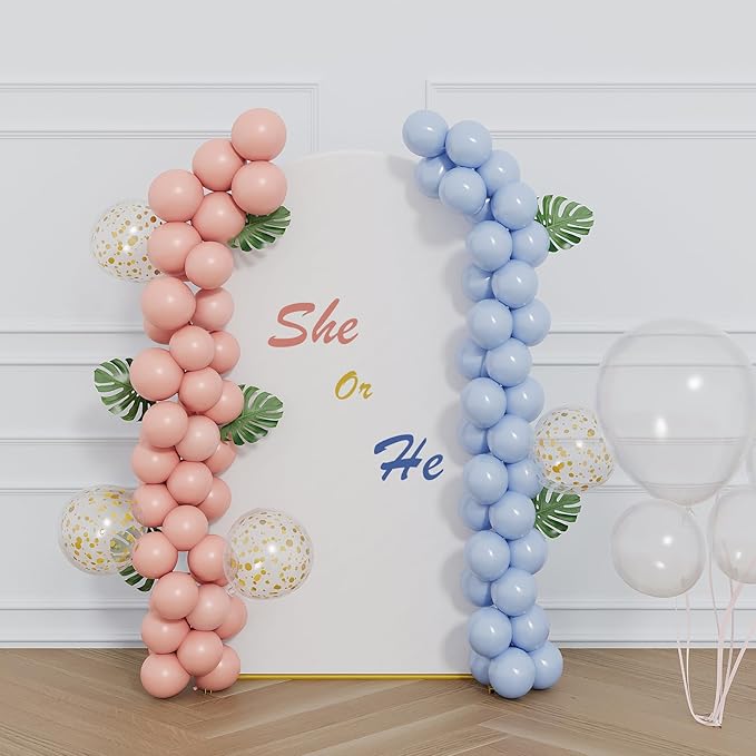 UDEAR 6.6FT Metal Arch Stand with White Cover, Arc Design with Fitted Cover, for Weddings, Parties, Baby Showers, Climbing Plants, Photo Backdrops