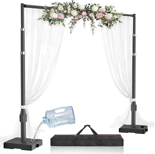 EMART 10x10ft Backdrop Stand Heavy Duty Kit with Water Tank Base, Pipe and Drape Adjustable Photo Backdrop Stand for Wedding, Party, Baby Shower, Christmas, Birthday Decorations-Black