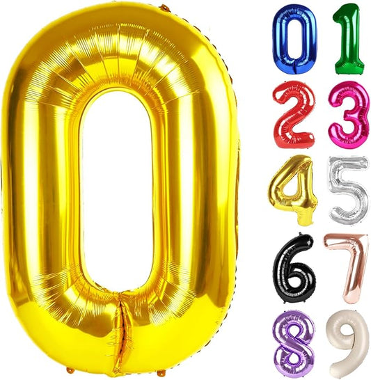 0 Balloon - Gold Birthday Number Balloons, 40 Inch Large Foil Balloons for Men Women Boys Girls Gold Themed Birthday Decorations