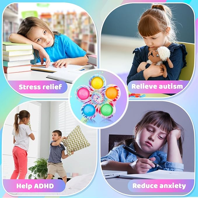 Gigilli 24 Pcs Pop Fidget Spinner Bulk Christmas Party Favors Stocking Stuffers for Kids 4-8, Mini Sensory Fidget Toys for Kids Adults, Goodie Bags Stuffers Treasure Box Toys for Classroom Prizes ADHD