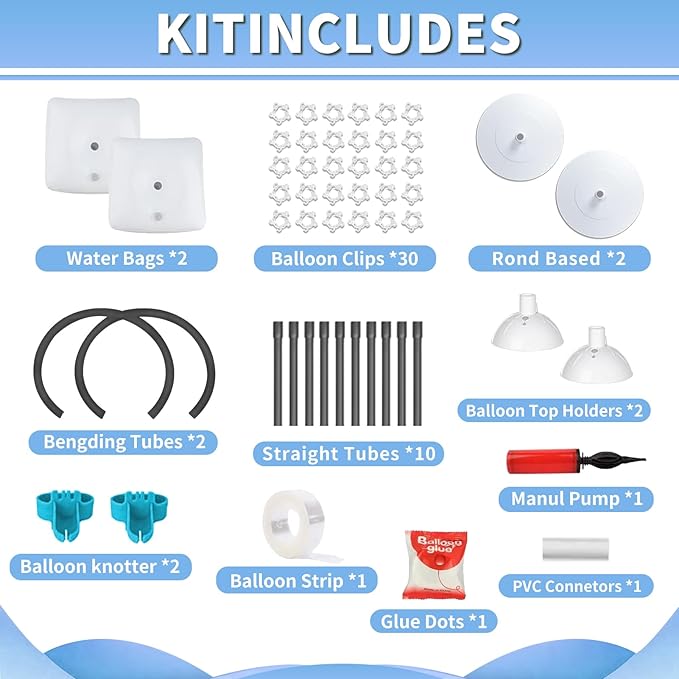 Balloon Arch Kit - Bendable 8.2FT & 6FT Balloon Arch Stand with Base and Manual Pump,Reusable Versatile Half Arch Balloon Stand for Birthday,Wedding, Baby Shower, Holiday, Graduation Party Decorations