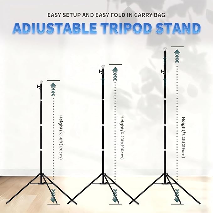Backdrop Stand, 7x10ft(2.1x3m) Photo Studio Adjustable Background Stand Support Kit with 5 Crossbars, 6 Backdrop Clamps and and Carrying Bag for Photo Video Shooting, Parties, Wedding