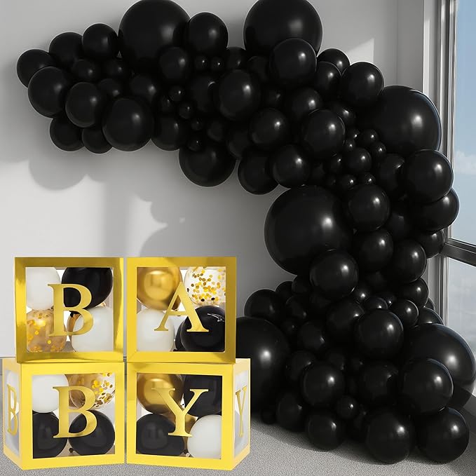 Balloon Garland Arch Kit – 146 Pcs Black Balloons for Baby Shower, Birthday, Gender Reveal, Wedding Party – DIY Kit by Vellax™