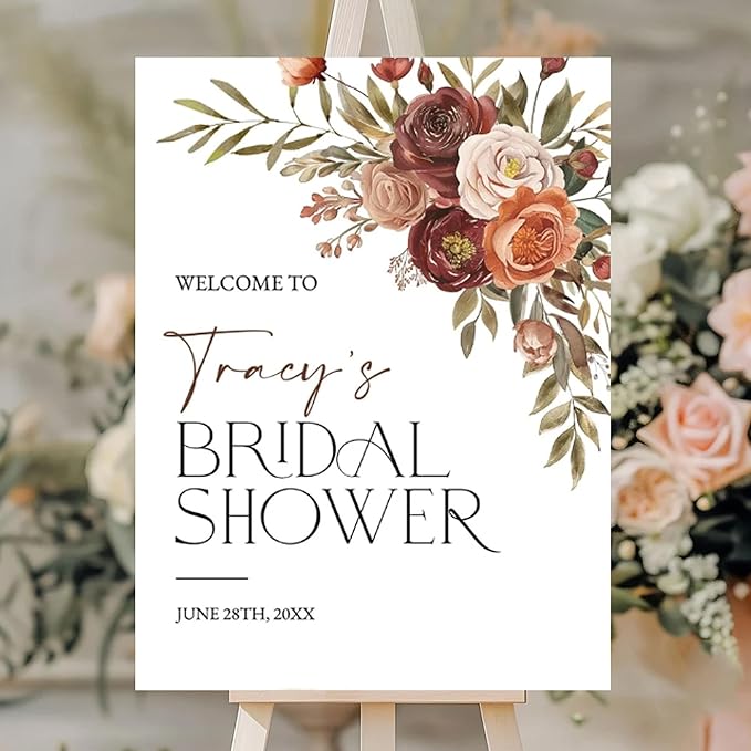 Personalized Bridal Shower Welcome Sign, Minimalist Wildflower Floral Poster, Modern Wedding Shower Welcome Board, Custom Bridal Decorations for Indoor or Outdoor Use - 18