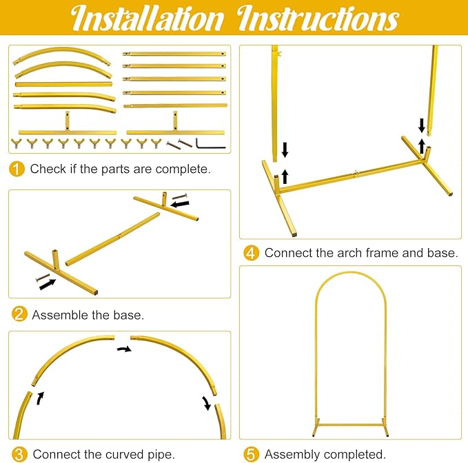Metal Arch Stand and Cover Set,1 Light Purple Spandex Fitted Backdrop with 1 Gold Wedding Arched Stand Frame for Parties Birthday Baby Shower Bridal Banquet Decoration (5FT)