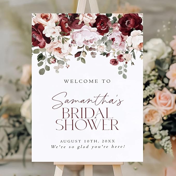 Personalized Bridal Shower Welcome Sign, Minimalist Wildflower Floral Poster, Modern Wedding Shower Welcome Board, Custom Bridal Decorations for Indoor or Outdoor Use - 17