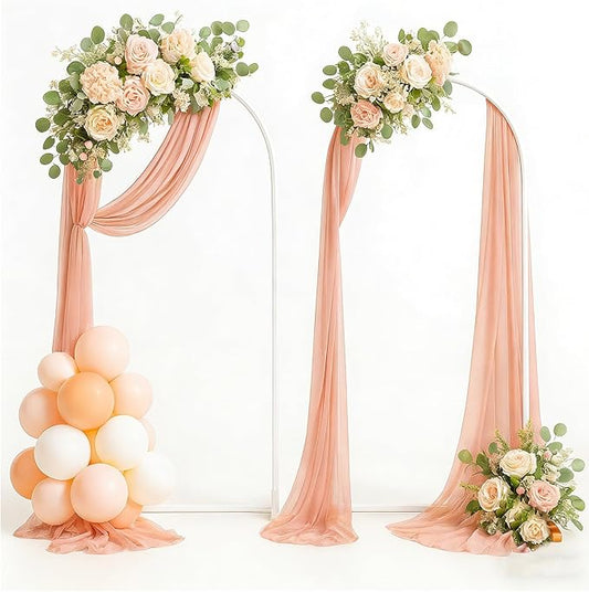 Metal Arch Backdrop Stand Set of 2, Heavy-Duty Balloons Arch Frame for Wedding Ceremony, Party, Baby Shower, Birthday Decorations (White, 7.2ft+6.6ft)