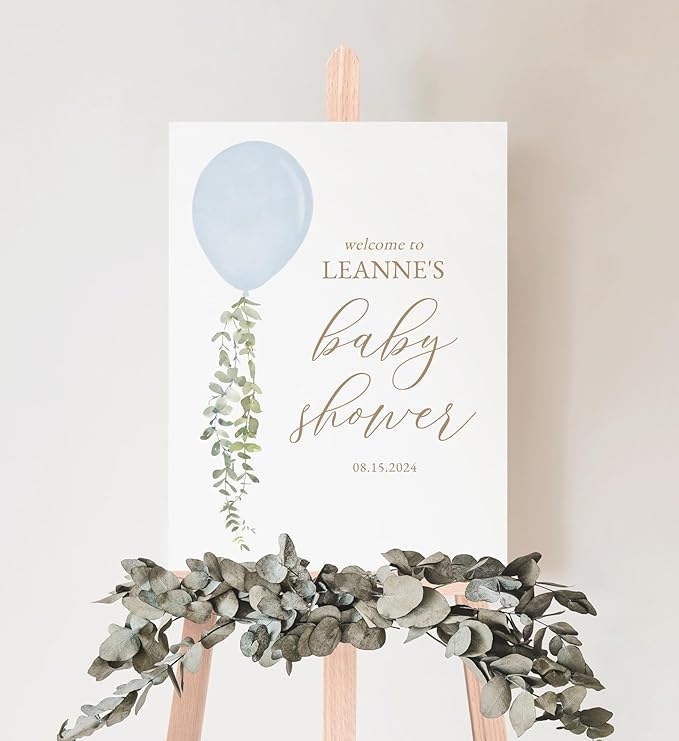 Personalized Baby Shower Sign, Blue Balloon Baby Shower Welcome Sign, Watercolor Balloon Baby Shower Welcome Sign, Baby Shower Signs, Welcome Baby Shower Sign, Baby Shower Yard Sign, Baby Shower Decorations