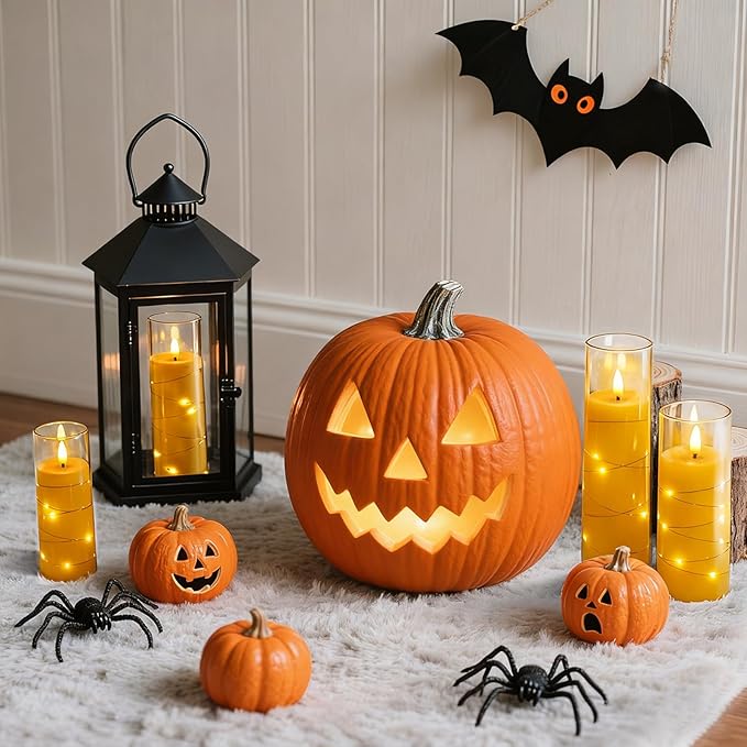 Raycare Flameless Candle with Remote Timer – 5 Flickering Acrylic Battery Operated LED Pillar Candles with Embedded Star String for Christmas, Home Decor, and as a Gift(Glod)