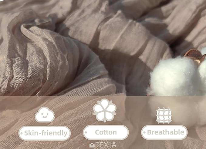 FEXIA Sand Cheesecloth Table Runner 35x120 Inches Spring Easter Nude Gauze Table Runner for Bridal Shower Wedding Party First Communion Centerpiece Engagement Boho Table Decoration