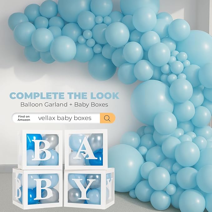 Balloon Garland Arch Kit – 146 Pcs Light Blue Balloons for Baby Shower, Birthday, Gender Reveal, Wedding Party – DIY Kit by Vellax™
