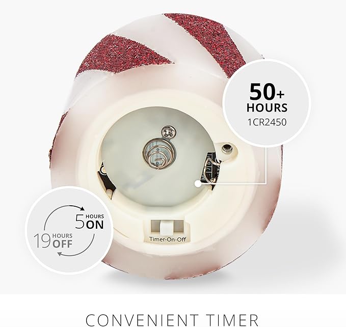 Luminara 2-Pack Moving Flame LED Flameless Tealight (1.4" x 2") Battery Operated Plastic LED Flameless Tea Light Smooth (Candy Cane Red)