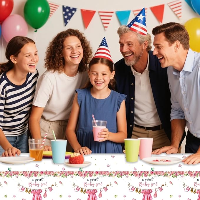 3 Pack Baby Shower Tablecloth Decoration,Watercolor Greenery A Sweet Baby Boy is On The Way Decoration,Waterproof Greenery Baby Shower Tablecloth for Gender Reveal Party (Pink)