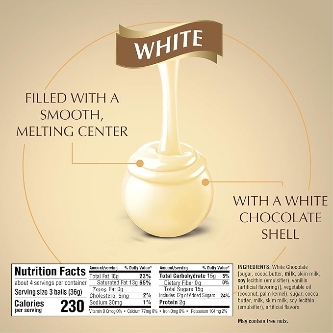 Lindt LINDOR White Chocolate Truffles, White Chocolate Candy with Smooth, Melting Truffle Center, Great for Gift Giving, 5.1 oz. Bag (6 Pack)