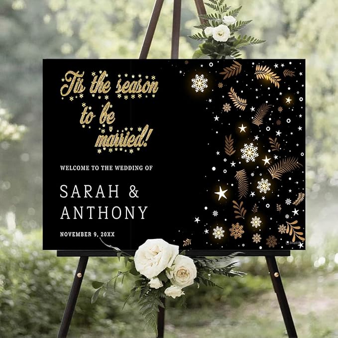 Personalized Christmas Wedding Welcome Sign, Holiday Welcome Sign, Tis the Season to be Married Sign, Winter Wedding Sign, Winter Wedding Decor, Custom Christmas Wedding Sign #19