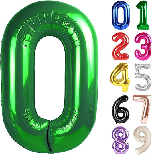 0 Balloon - Dark Green Birthday Number Balloons, 40 Inch Large Foil Balloons for Men Women Boys Girls Dark Green Themed Birthday Decorations