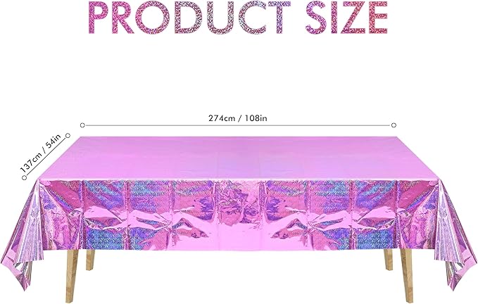 BRAVESHINE Disposable Table Cloth Rectangle Table Cover - Pink Plastic Tablecloth for Girl Princess Mermaid Theme Birthdays Bachelorette Anniversary Parties - 2 Pack, 54 x 108 in