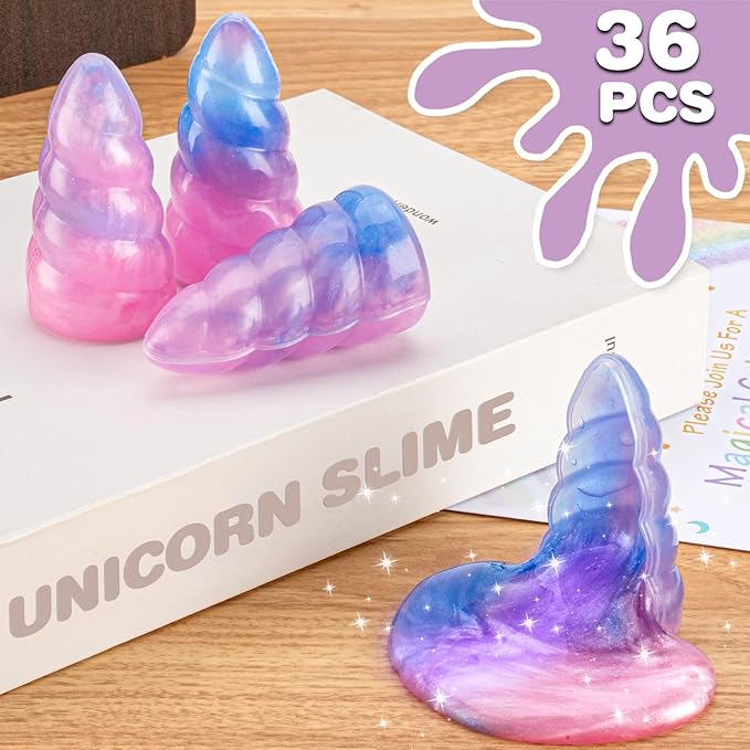 Unicorn Slime Party Favors for Kids, 36 Pack Non-Sticky & Stretchy Unicorn Slime Kit, Birthday Gift, School Classroom Award, Goodie Bags Stuffers, Basket Eggs Filler, Slime Bulk Set for Girls Boys