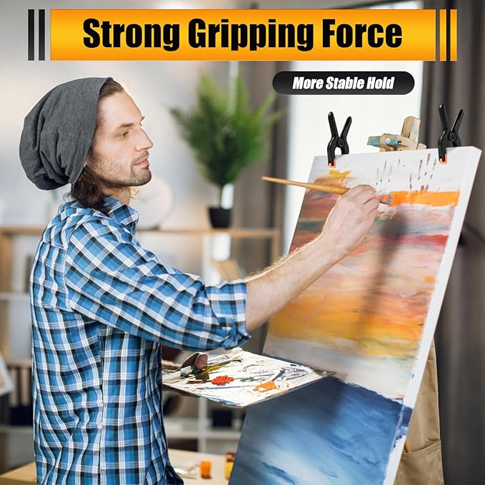 RELBRO Spring Clamps, 3.5 Inch Small Plastic Clips for Balloon Arch Backdrop Craft Decoration, Heavy Duty, Black, 10 Pcs