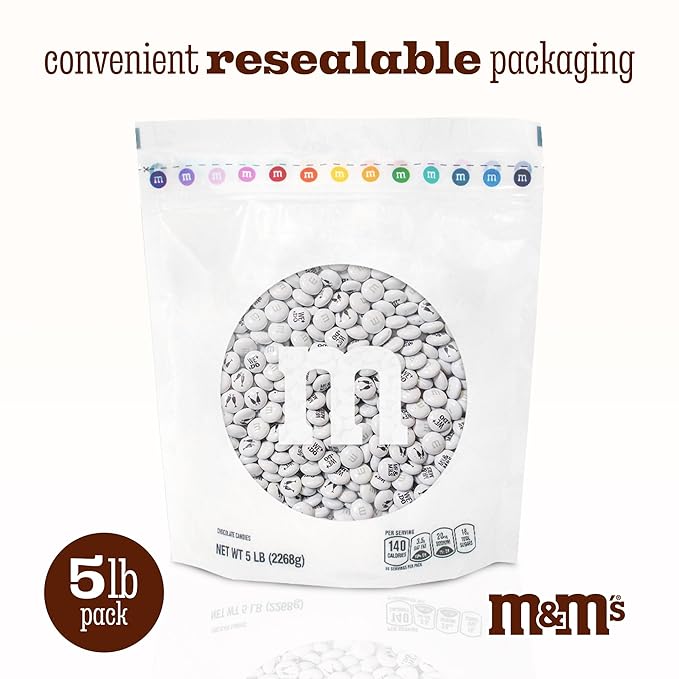 M&M’S WORLD “Mr. and Mrs.” Milk Chocolate Candy, 5 lbs Bulk Candy for Wedding Decorations, Unique Favors, or Cake Topper