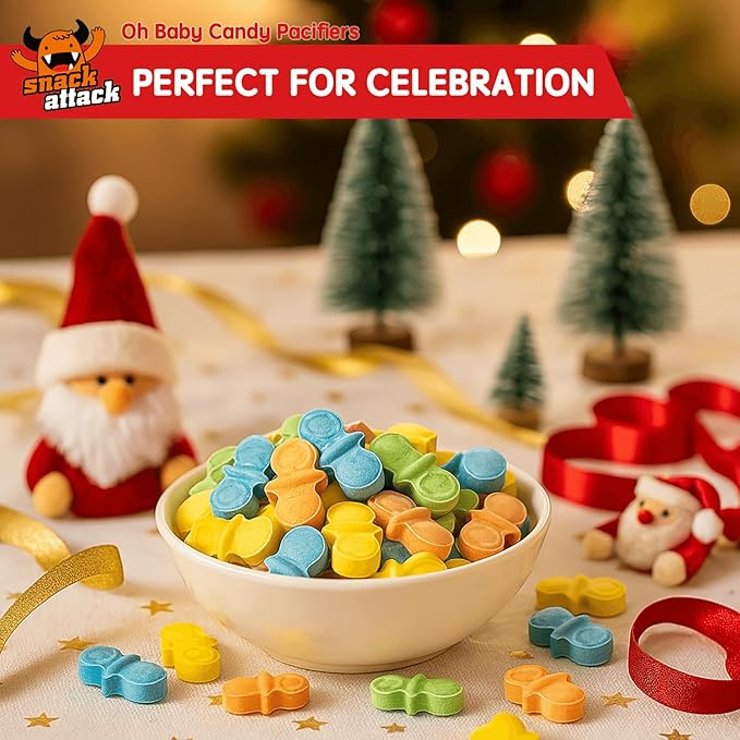 Snack Attack Oh Baby Candy Pacifiers Hard Candy Individually Wrapped Shower Favors Double Sealed Colorful Sweet Treats for Parties, Gifts & Events 10lb Bag