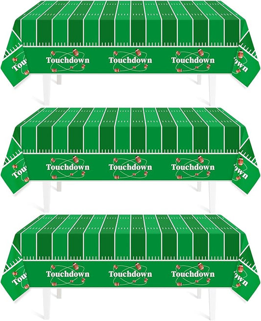 Childom Football Party Decorations,3 Pack Football Tablecloth Disposable Plastic Tablecloth 54" X 108" Plastic Table Cloth for Rectangle Tables,Birthday Party Decor,Parties Supplies for Home,Dinner