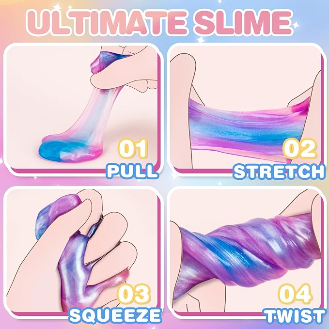 Unicorn Slime Party Favors for Kids, 36 Pack Non-Sticky & Stretchy Unicorn Slime Kit, Birthday Gift, School Classroom Award, Goodie Bags Stuffers, Basket Eggs Filler, Slime Bulk Set for Girls Boys