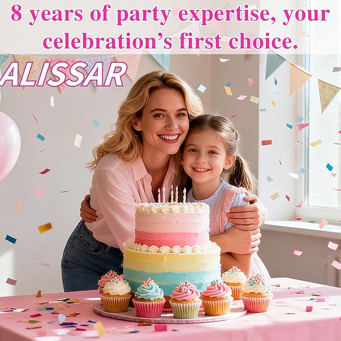 ALISSAR 36 Pcs Blue & Pink Gingham Cupcake Toppers - Gender Reveal Decorations, Baby Shower Cake Topper for Boys & Girls, Diaper Cake Decor, Gender Reveal Party Supplies