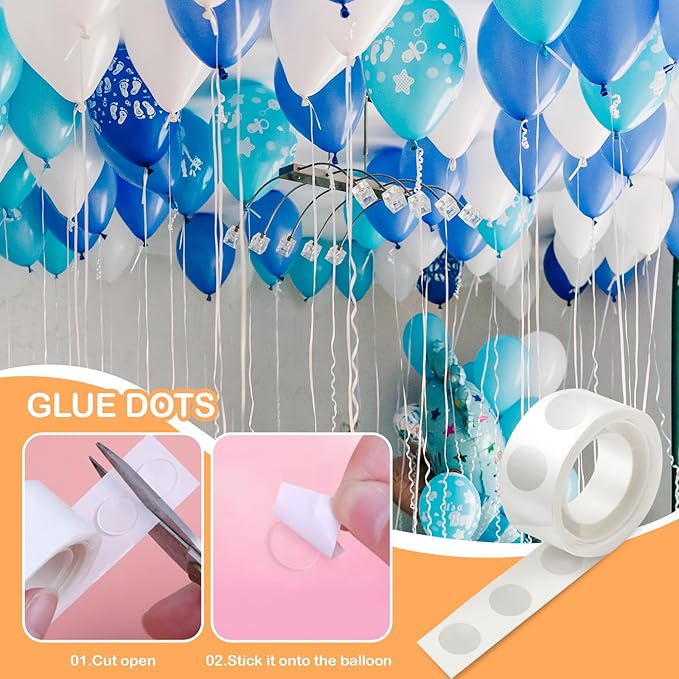 Balloon Arch Kit - 98.4ft DIY Balloon Garland Strip with 600Pcs Clear Glue Point Dots, Removable Adhesive Tape for Balloon Arch Decorations, Wedding & Craft Decor