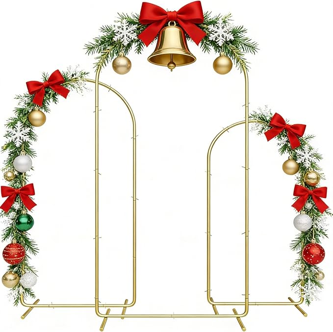 Wedding Arch Backdrop Stand 7.2FT, 6.6FT, 6FT Set of 3 Gold Metal Wedding Arch Stand for Wedding Birthday Party Ceremony Baby Shower Garden