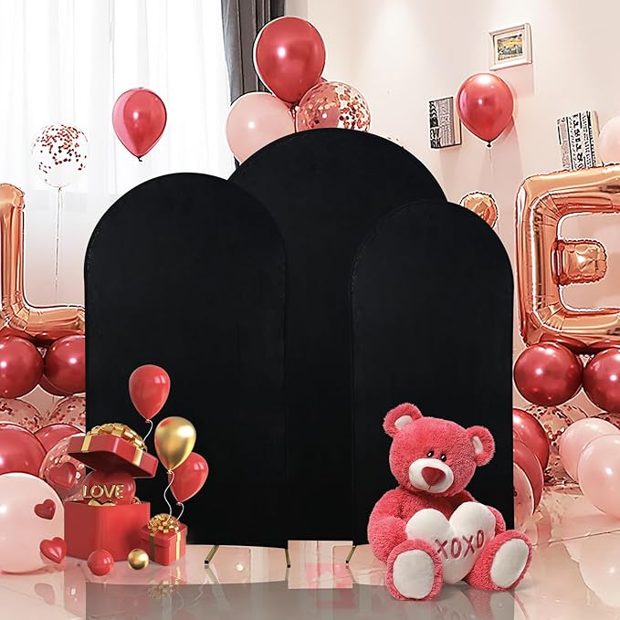 Wedding Arch Backdrop Stand Set of 3, (6, 6.6, 7.2) Metal Arch Backdrop Stand with Wedding Arch Cover, Wedding Balloon Arch Backdrop Stand for Birthday, Baby Shower, Anniversary