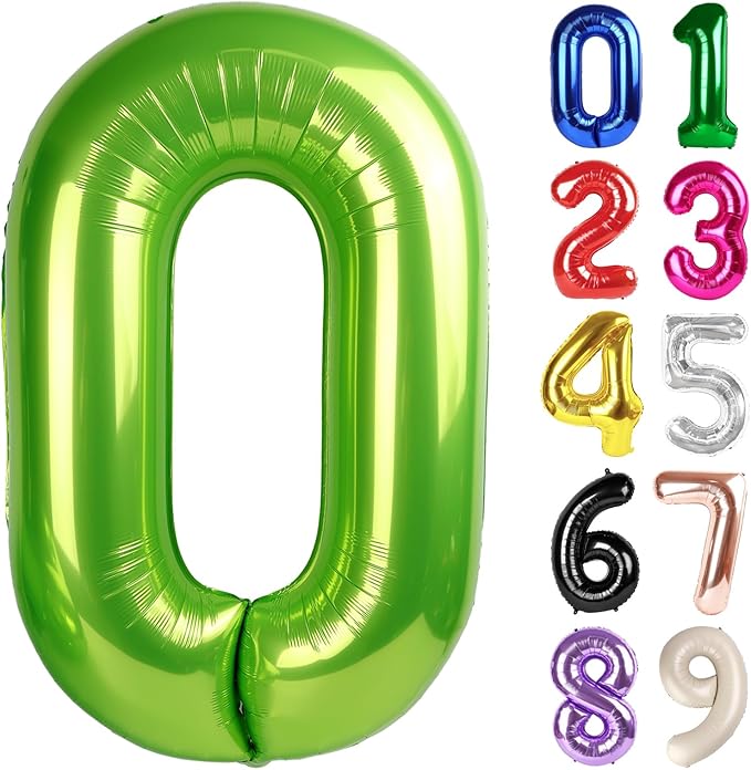 0 Balloon - Light Green Birthday Number Balloons, 40 Inch Large Foil Balloons for Men Women Boys Girls Light Green Themed Birthday Decorations