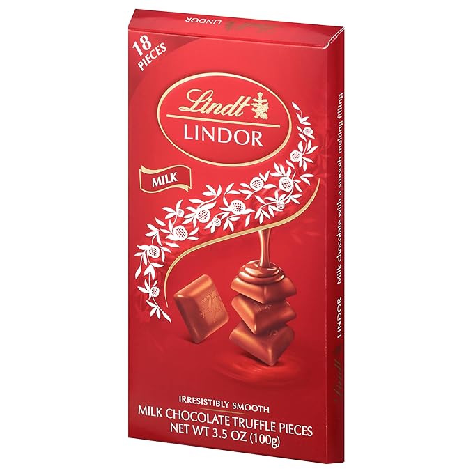 Lindt LINDOR Milk Chocolate Truffle Bar, Milk Chocolate Candy with Smooth, Melting Truffle Center, 3.5 oz. Bar (12 Pack)