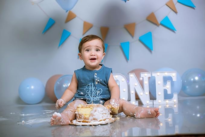 He or She Cake Topper - Glitter Gold Gender Reveal Cake Topper Decorations, Suitable for Baby Shower Favors, Baby Gender Reveal, Baby Birthday Party or Baby Photo Booth Props (Sky Blue)