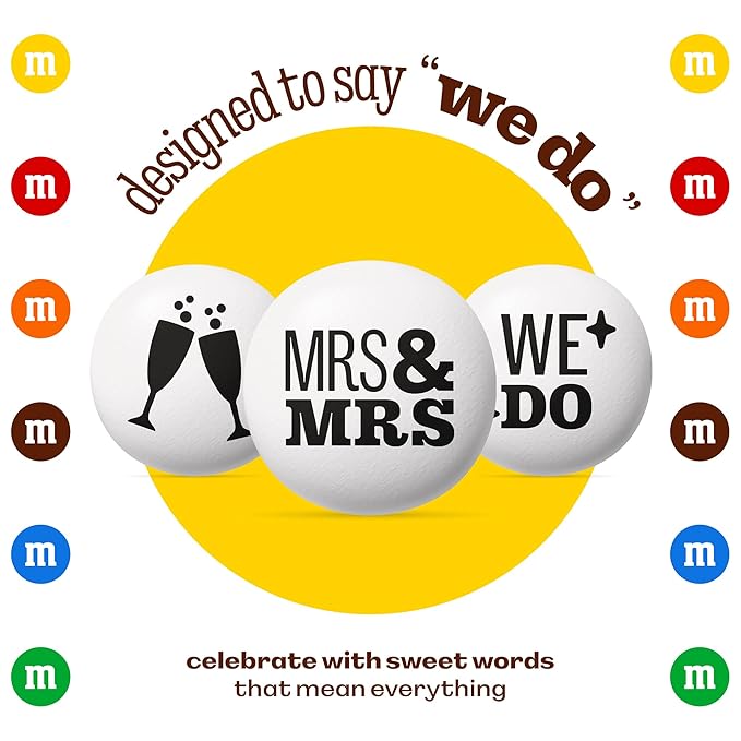 M&M’S WORLD “Mrs. and Mrs.” Milk Chocolate Candy, 5 lbs Bulk Candy for Wedding Decorations, Unique Favors, or Cake Topper
