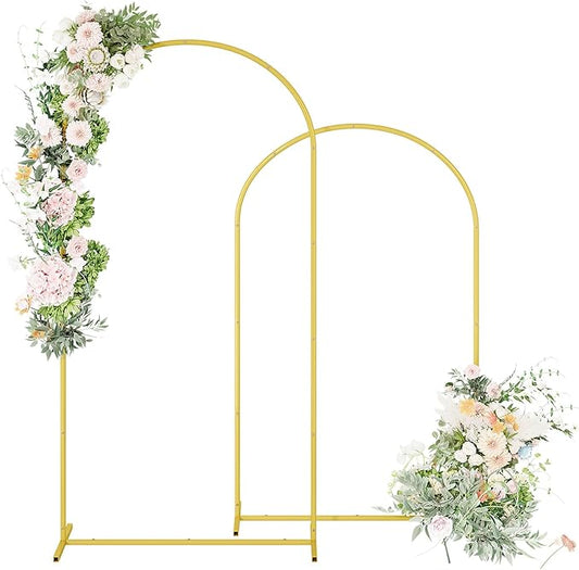 UDEAR Metal Arch Backdrop Stand Set of 2(7.2FT,6.0FT),Arch Kit for Weddings,Parties,Events,Climbing Plants,Baby Shower Photo Backdrops,Gold