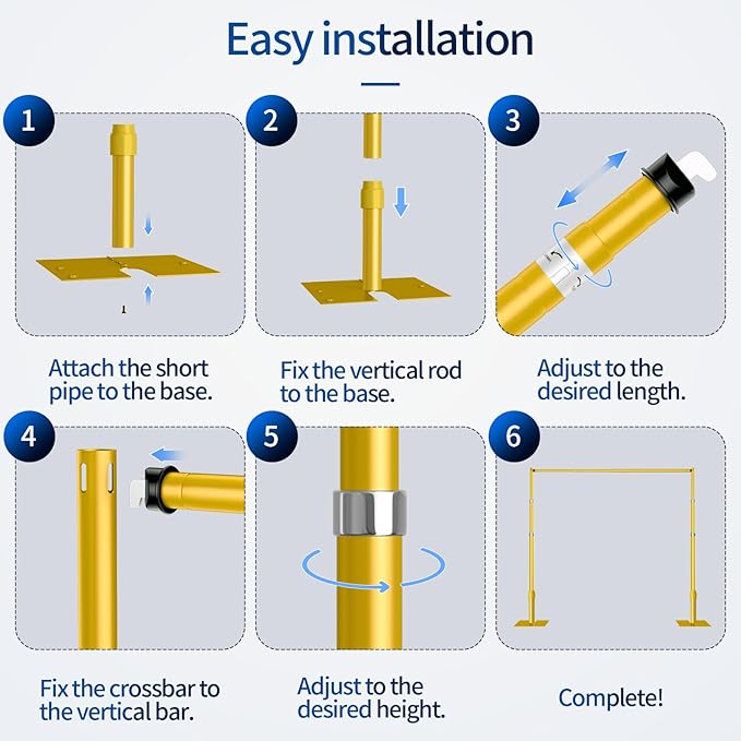 Pipe and Drape Backdrop Stand, 12x10ft Heavy Duty Adjustable Background Frame with Metal Base, Back Drop Holder for Parties Photography Wedding Photoshoot Decoration - Gold