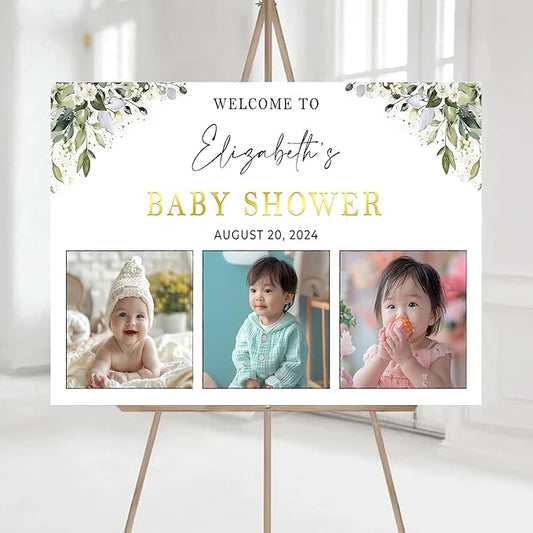 Personalized Baby Shower Welcome Sign, Baby Shower Yard Sign For Boy Or Girl, Baby Shower Welcome Sign With Stand, Baby Shower Welcome Signs, Greenery Baby Shower Welcome Sign