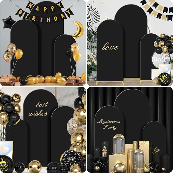Wedding Arch Backdrop Stand Set of 3, (4, 5, 6) Metal Arch Backdrop Stand with Wedding Arch Cover, Wedding Balloon Arch Backdrop Stand for Birthday, Baby Shower, Anniversary