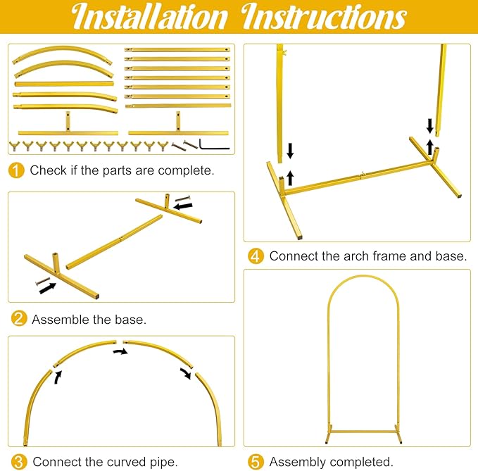 Metal Arch Stand and Cover Set,1 Light Purple Spandex Fitted Backdrop with 1 Gold Wedding Arched Stand Frame for Parties Birthday Baby Shower Bridal Banquet Decoration (6FT)