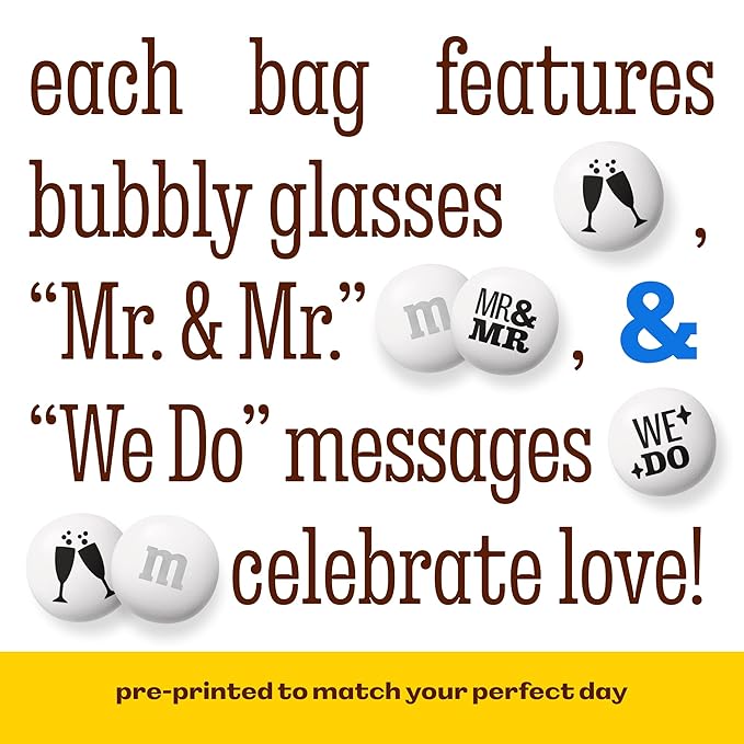 M&M’S WORLD “Mr. and Mr.” Milk Chocolate Candy, 5 lbs Bulk Candy for Wedding Decorations, Unique Favors, or Cake Topper