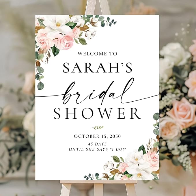 Personalized Bridal Shower Welcome Sign, Minimalist Wildflower Floral Poster, Modern Wedding Shower Welcome Board, Custom Bridal Decorations for Indoor or Outdoor Use - 20