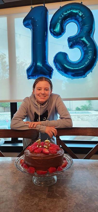 0 Balloon - Metallic Blue Birthday Number Balloons, 40 Inch Large Foil Balloons for Men Women Boys Girls Metallic Blue Themed Birthday Decorations