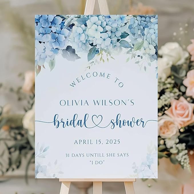 Personalized Bridal Shower Welcome Sign, Minimalist Wildflower Floral Poster, Modern Wedding Shower Welcome Board, Custom Bridal Decorations for Indoor or Outdoor Use - 06