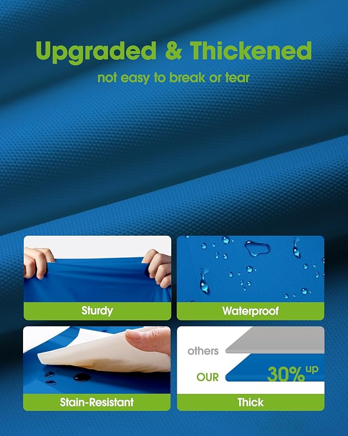 Pureegg Plastic Table Cloth Disposable 6 Pack, 84'' Round Table Cloths, Graduation, Patriotic Decorations, Thanksgiving, Veterans Day Tablecloths, Round, Plastic Cover, Waterproof, Blue