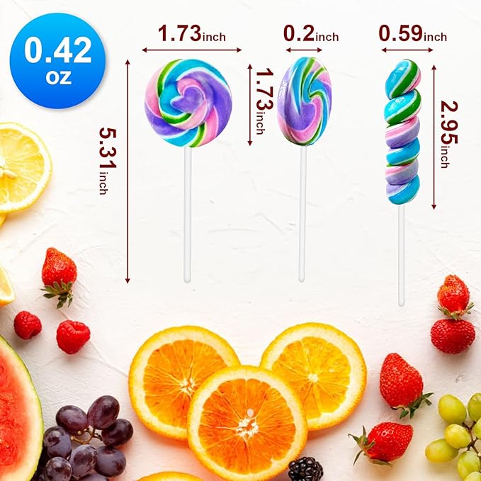 32 Pack Rainbow Twisty & Swirl Blueberry Lollipops - Mermaid Lollipop Candy Individually Wrapped Bulk for Birthday Party Candies, Girls Baby Shower Unicorn Candy Lollipops Suckers