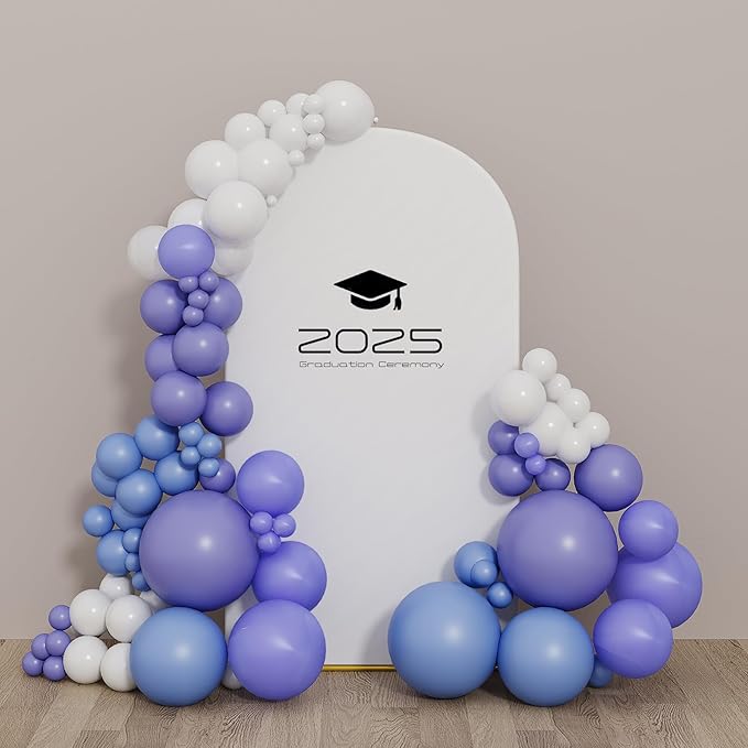 UDEAR 6.6FT Metal Arch Stand with White Cover, Arc Design with Fitted Cover, for Weddings, Parties, Baby Showers, Climbing Plants, Photo Backdrops