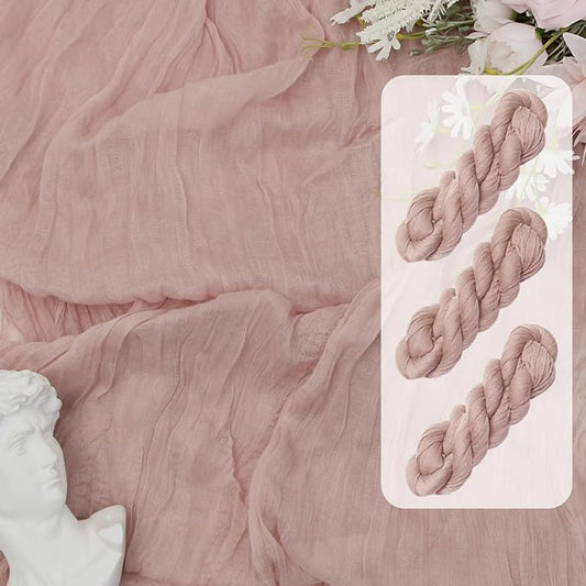 FEXIA 3 Pack Table Runner Dusty Pink Cheesecloth 35x120 Inches Spring Easter Table Runner Burnt for Wedding Decor Reception Bridal Shower Centerpiece Engagement Decor