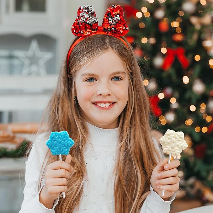 Fruidles Christmas Snowflake Candy Lollipop, Fruit-Flavored Chewables for Party Favors 24-Pack