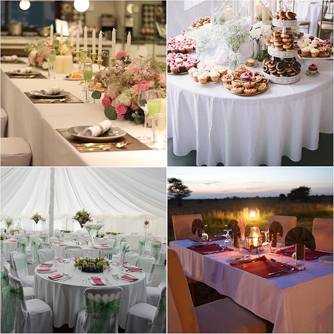 Fokitut 2 Pack Waterproof Round Tablecloth, 108 Inch, Stain Resistant and Wrinkle Polyester Table Cloth, Fabric Table Cover for Kitchen Dining, Wedding, Party, Holiday Dinner-Turquoise